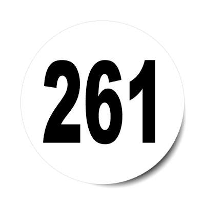 number 261 white black sticker