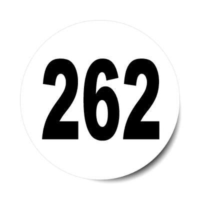 number 262 white black sticker