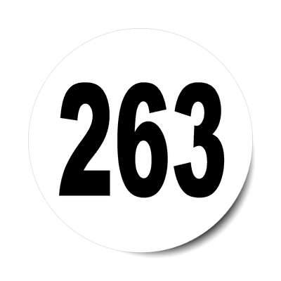 number 263 white black sticker