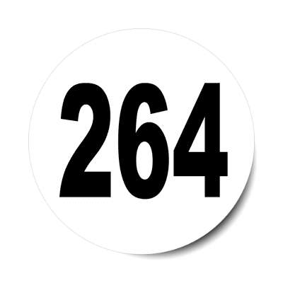 number 264 white black sticker