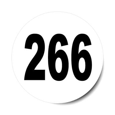 number 266 white black sticker