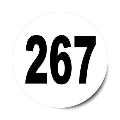 number 267 white black sticker