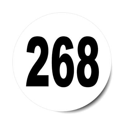 number 268 white black sticker