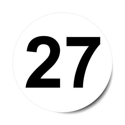 number 27 white black sticker