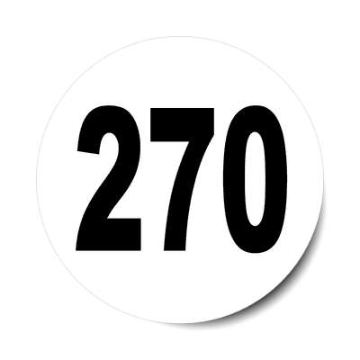 number 270 white black sticker