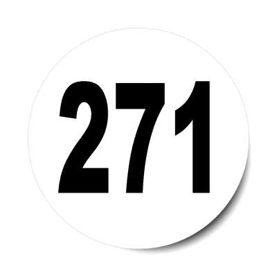 number 271 white black sticker