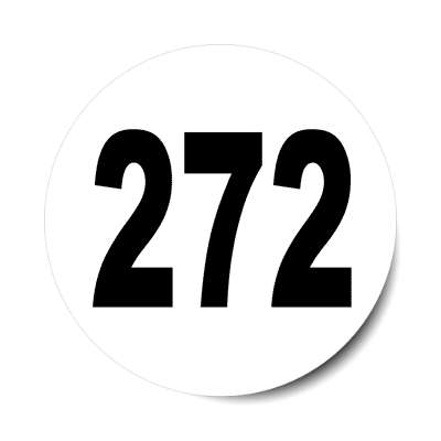 number 272 white black sticker