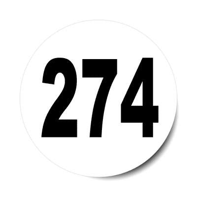 number 274 white black sticker