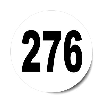 number 276 white black sticker