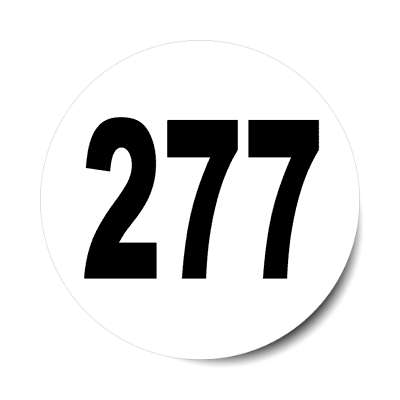 number 277 white black sticker