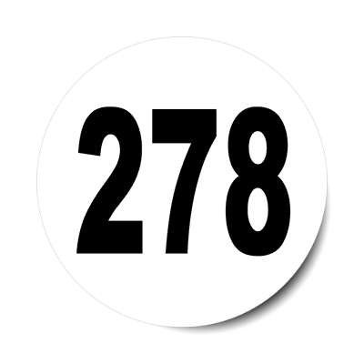 number 278 white black sticker