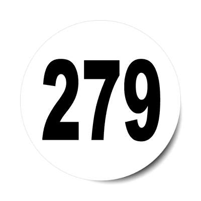 number 279 white black sticker