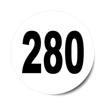 number 280 white black sticker