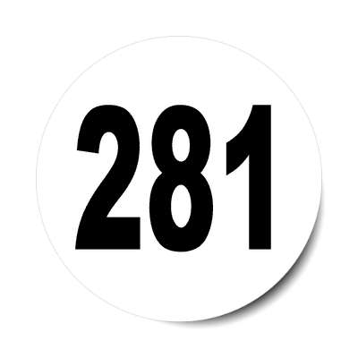 number 281 white black sticker