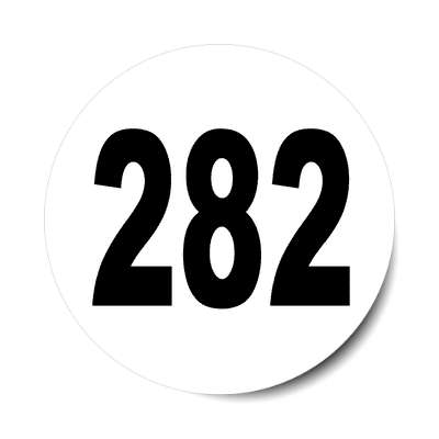 number 282 white black sticker