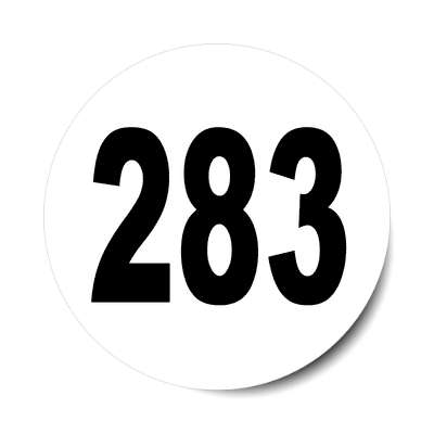 number 283 white black sticker