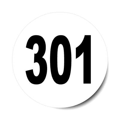 number 301 white black sticker