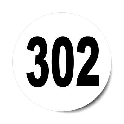 number 302 white black sticker