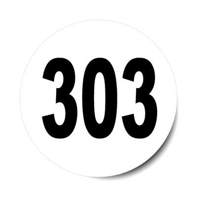 number 303 white black sticker