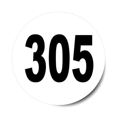 number 305 white black sticker