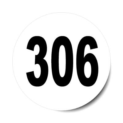 number 306 white black sticker