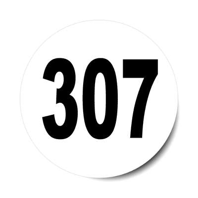 number 307 white black sticker