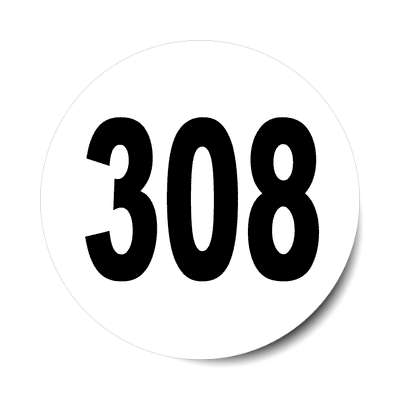 number 308 white black sticker