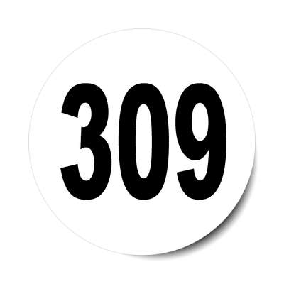 number 309 white black sticker