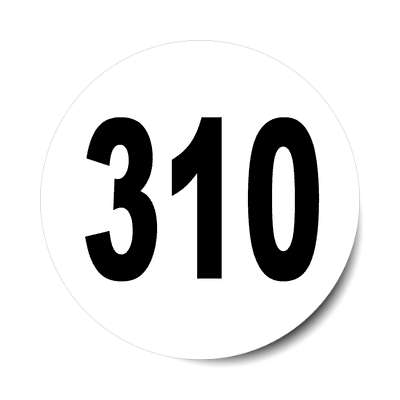 number 310 white black sticker