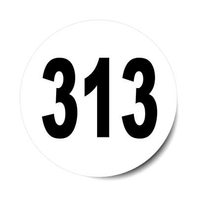 number 313 white black sticker