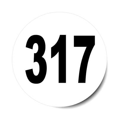 number 317 white black sticker