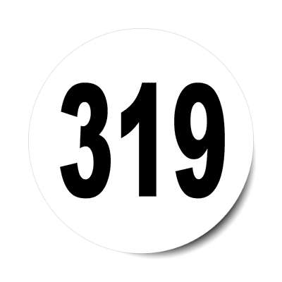 number 319 white black sticker