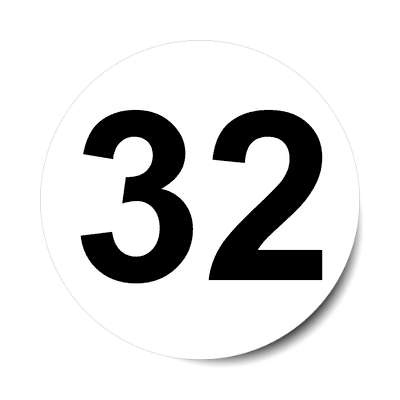 number 32 white black sticker