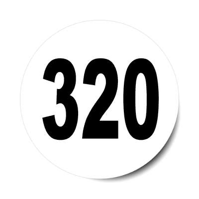 number 320 white black sticker