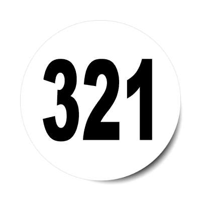 number 321 white black sticker