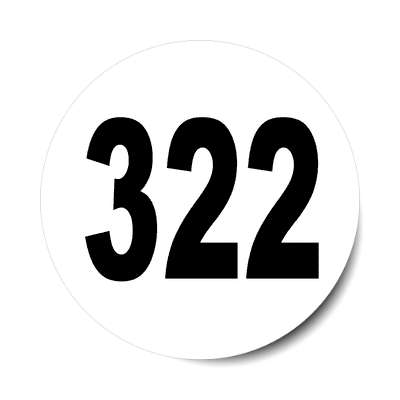 number 322 white black sticker