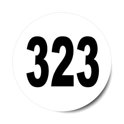 number 323 white black sticker