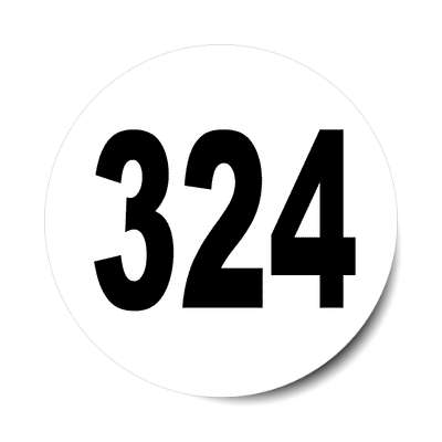 number 324 white black sticker