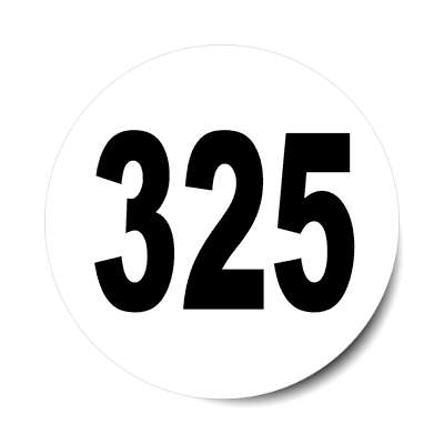 number 325 white black sticker