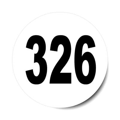 number 326 white black sticker