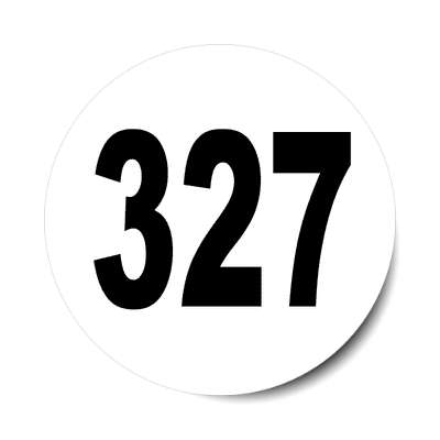 number 327 white black sticker