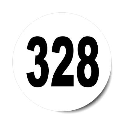 number 328 white black sticker