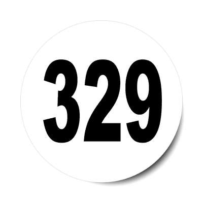 number 329 white black sticker