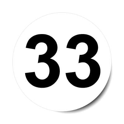 number 33 white black sticker