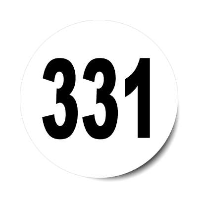 number 331 white black sticker