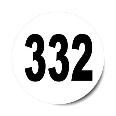 number 332 white black sticker