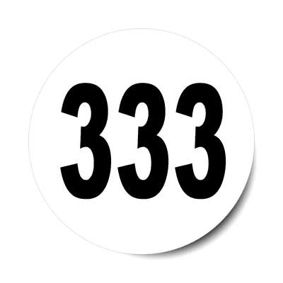 number 333 white black sticker
