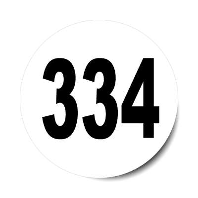 number 334 white black sticker