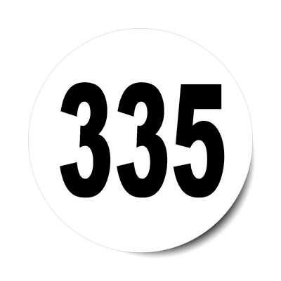 number 335 white black sticker