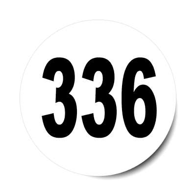number 336 white black sticker